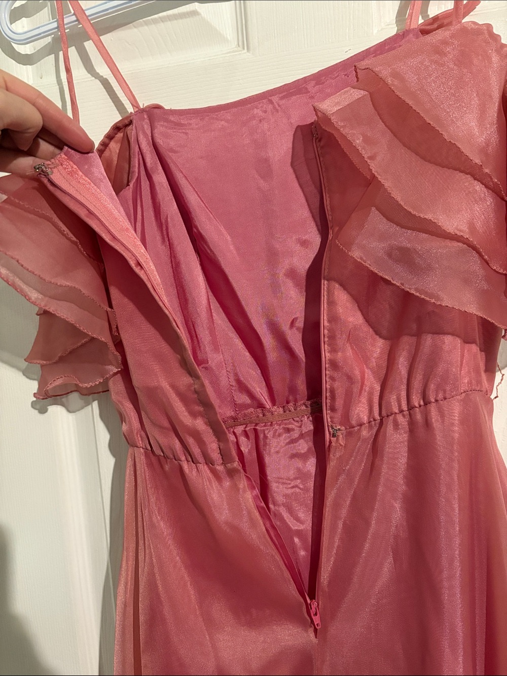 Pink Ruffled Spaghetti Strap Maxi Dress - Picture 5 of 6